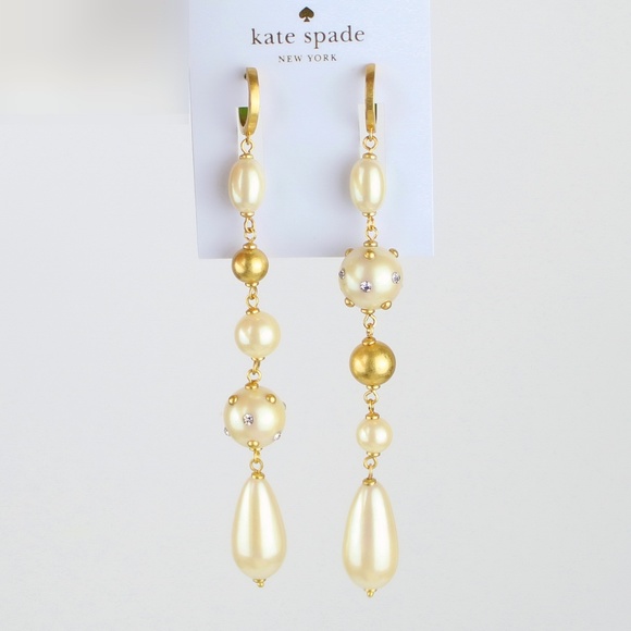 NWT Kate Spade Synthetic Pearl Linear Drop Earrings - Picture 4 of 6